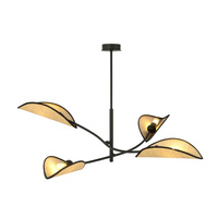 Lampa sufitowa LOTUS 4 BLACK/RATTAN