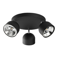 Lampa sufitowa ALTEA BLACK 3 PŁ KOŁO + ŻARÓWKI